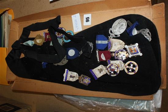 Group of Masonic medals & apron